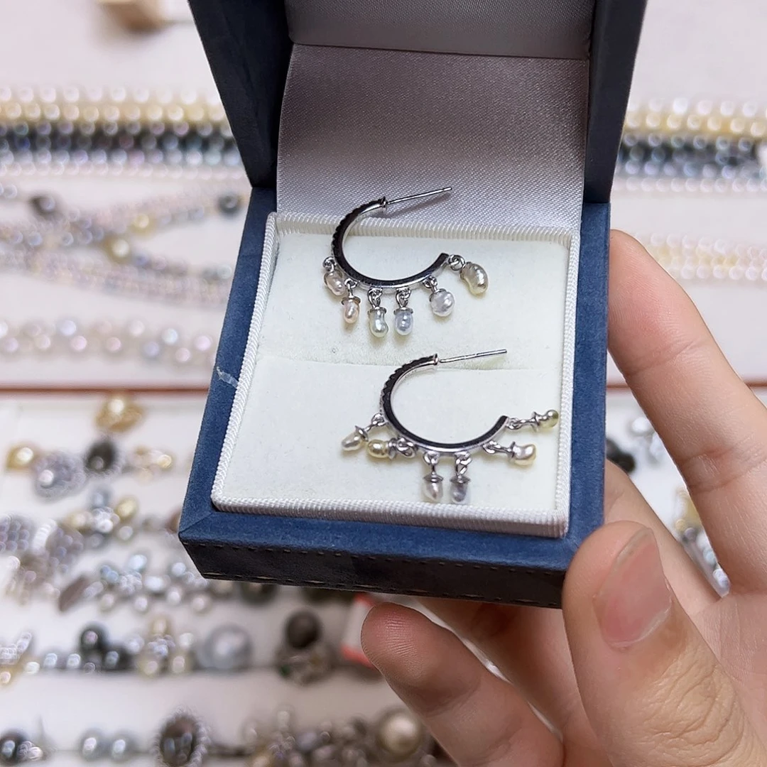 海水珍珠耳饰银S925镶嵌