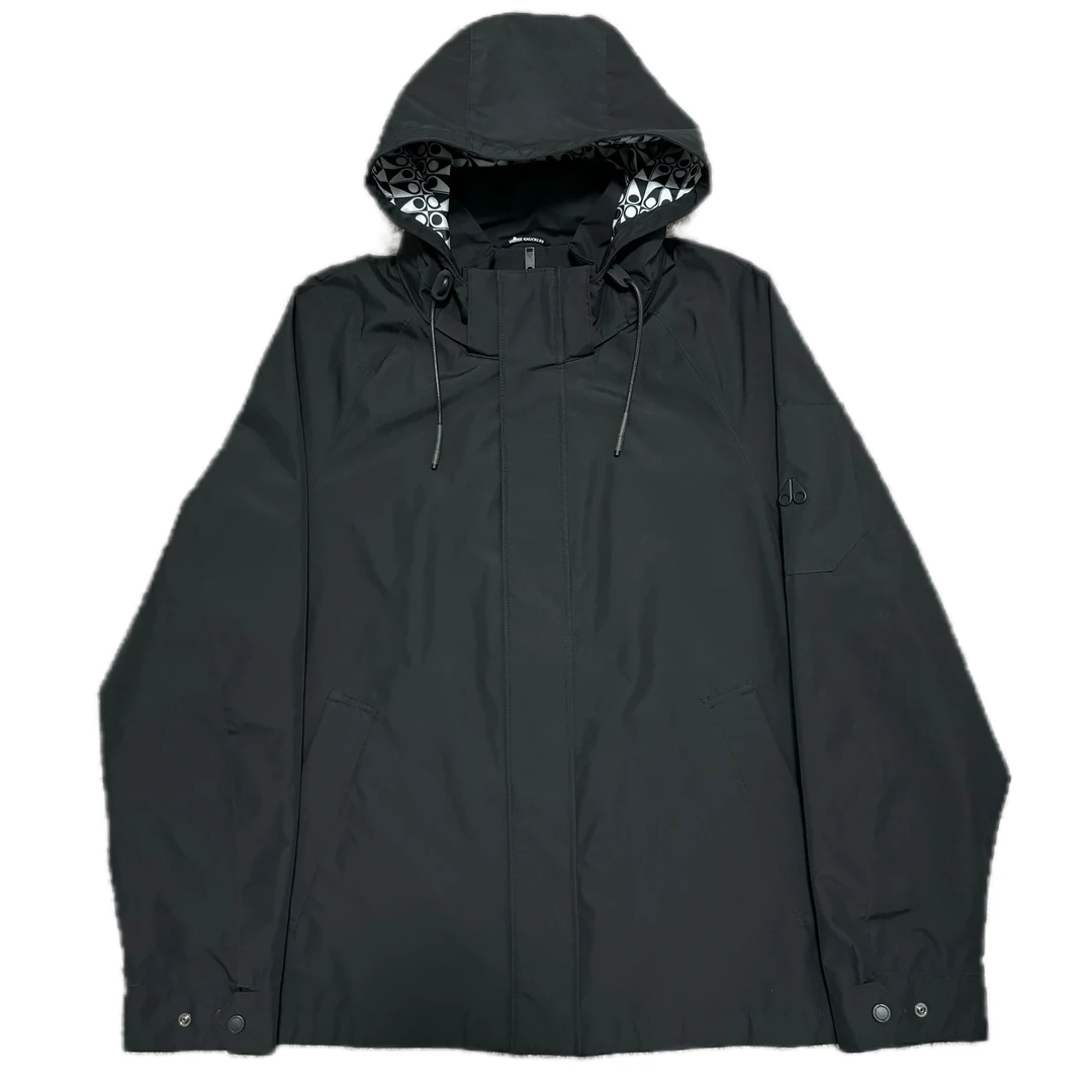 全新未使用 MOOSE KNUCKLES/慕斯纳可兹 黑色内满印尼龙冲锋衣XL