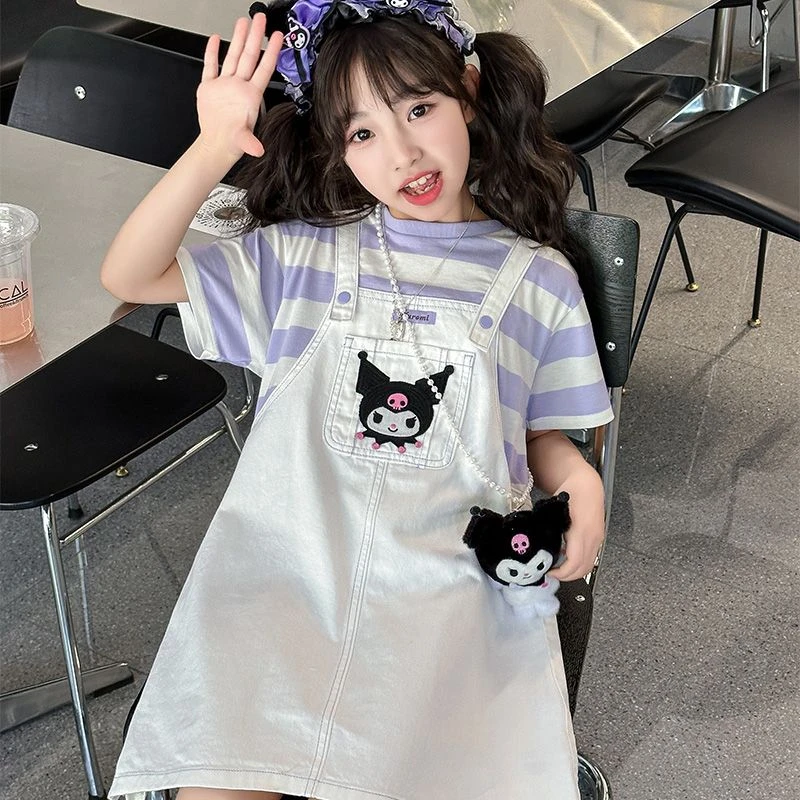 女童连衣裙库洛米裙子夏装2025新款小女孩假两件背带裙洋气网红