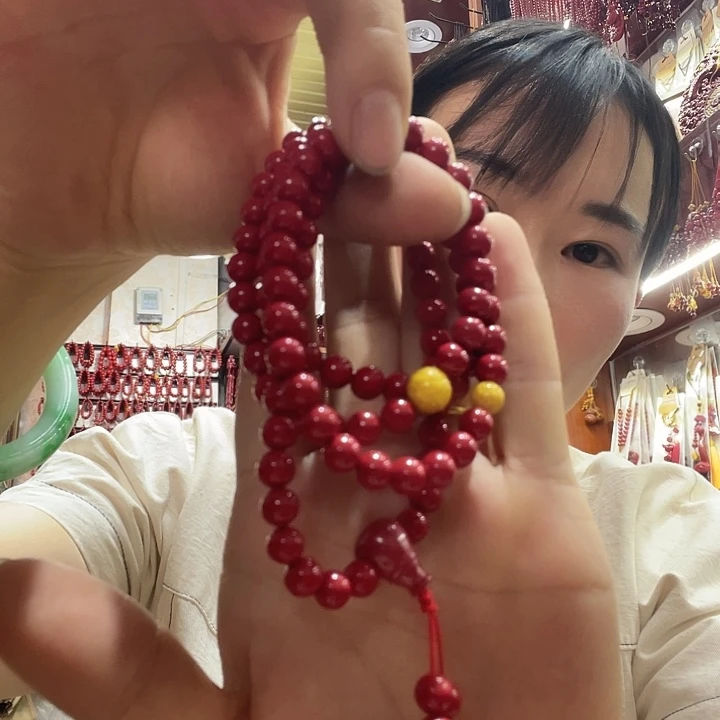 天然辰砂小*子手串的