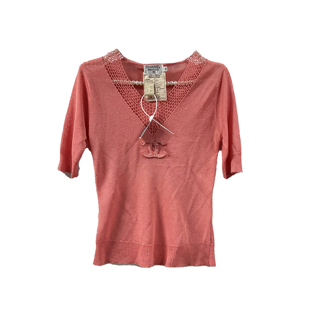95新 Chanel/香奈儿 针织logo短袖毛衣/fy1407