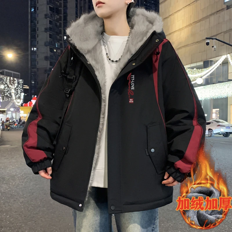 冬季加绒加厚青少年外套男潮流帅气时尚学生夹克保暖座山雕派克服