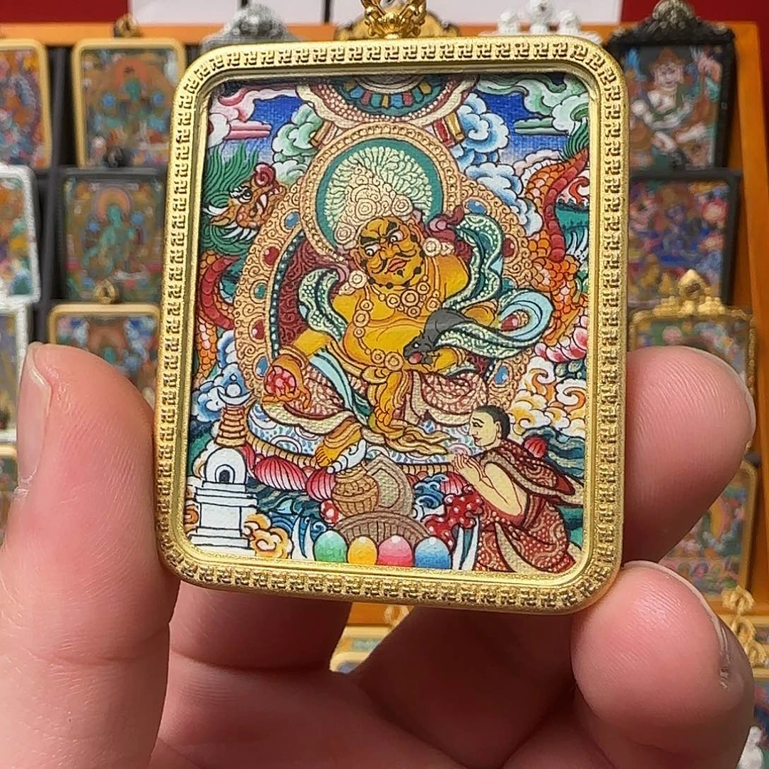 吊坠淄****饰黄cc唐卡，热贡纯手绘