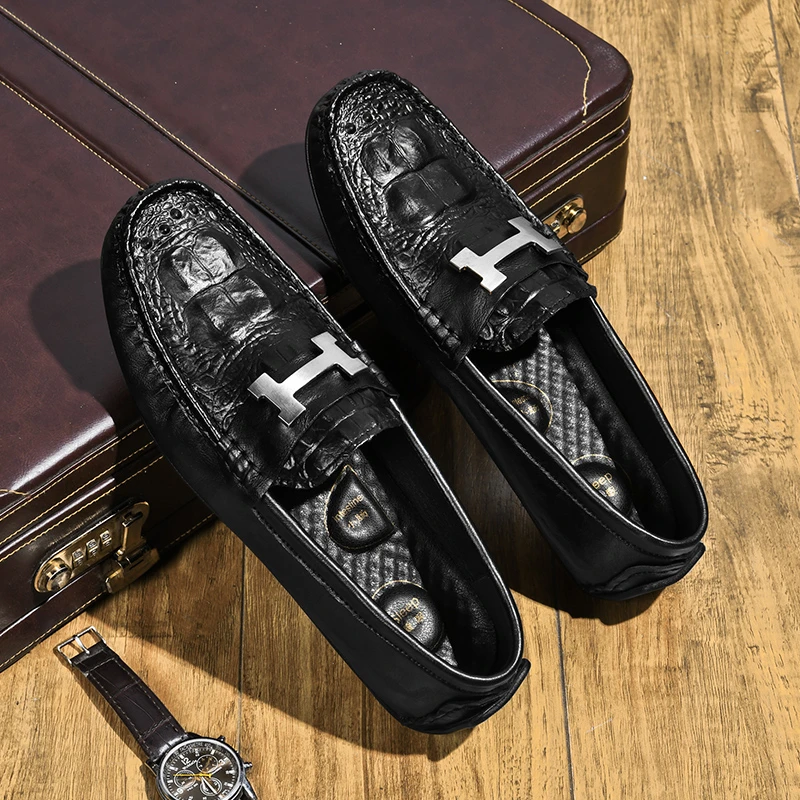 休闲商务压花皮透气豆豆鞋乐福鞋潮流男鞋百搭男士软底休闲鞋8333