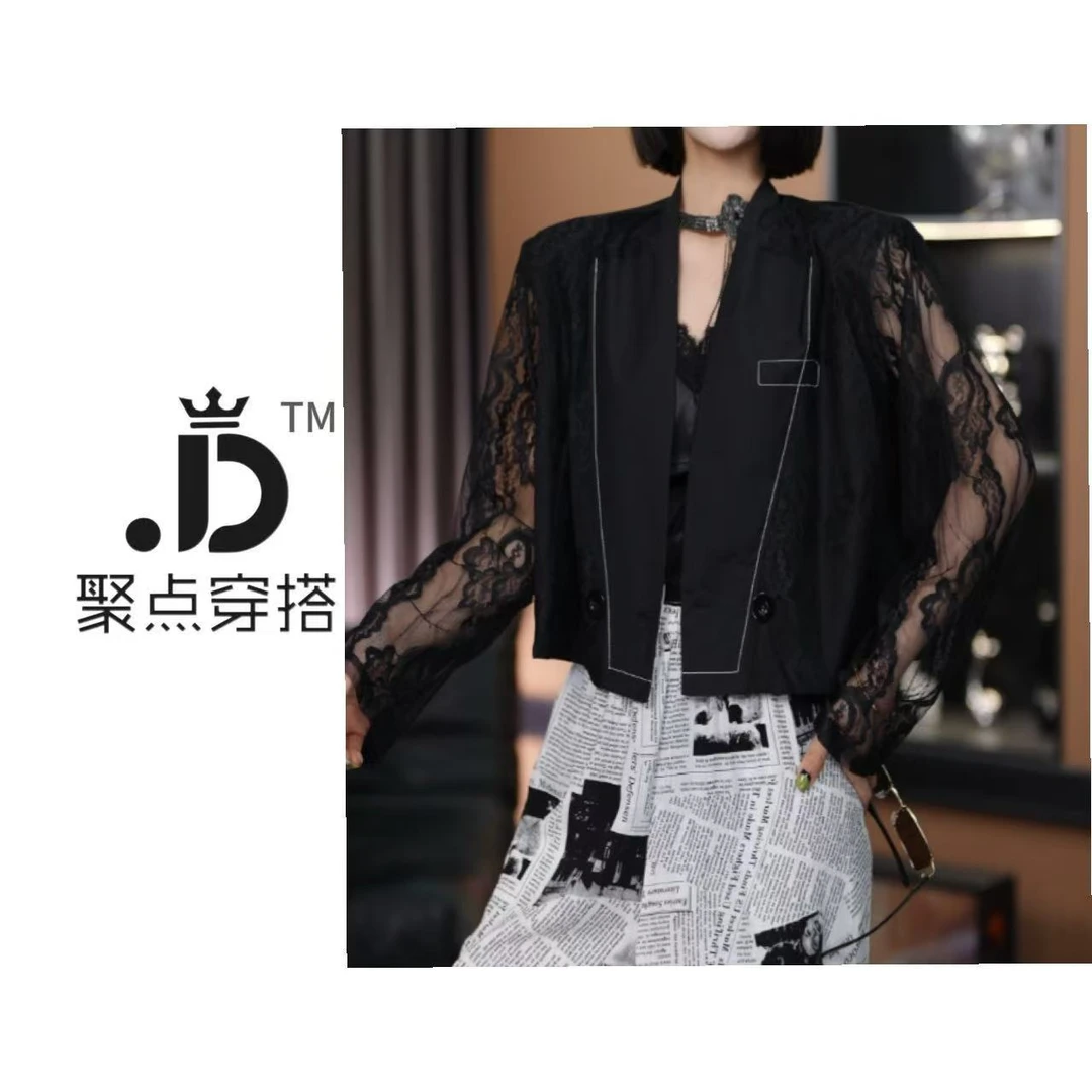 JUDIAN-【浮云月下】镂空蕾丝拼接防晒短西装8jd326674