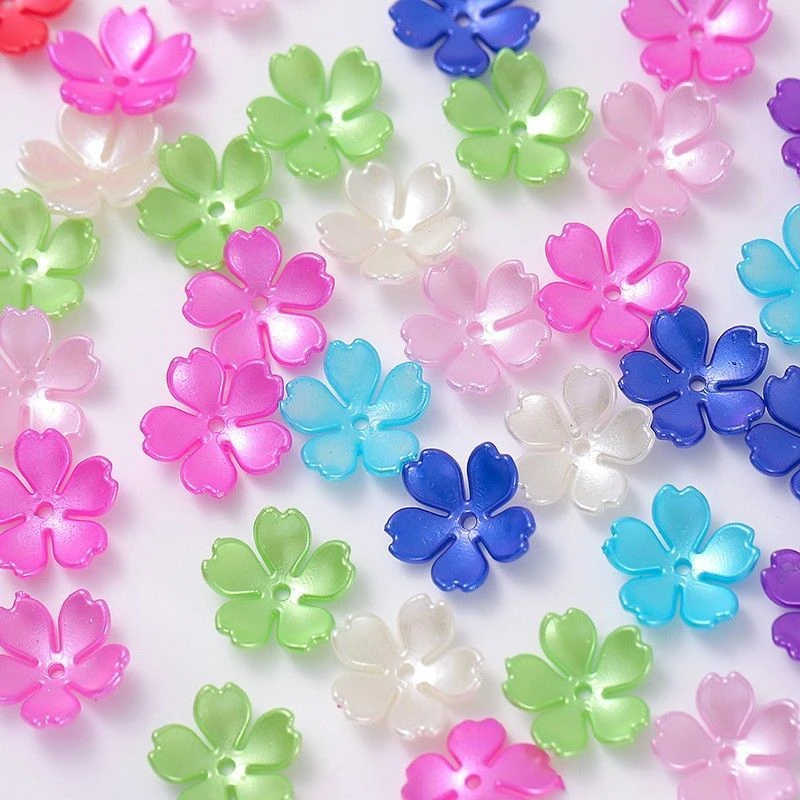 15mm仿珍珠五叶花瓣樱花花束花片手工DIY幸福花满天星仿真花材料