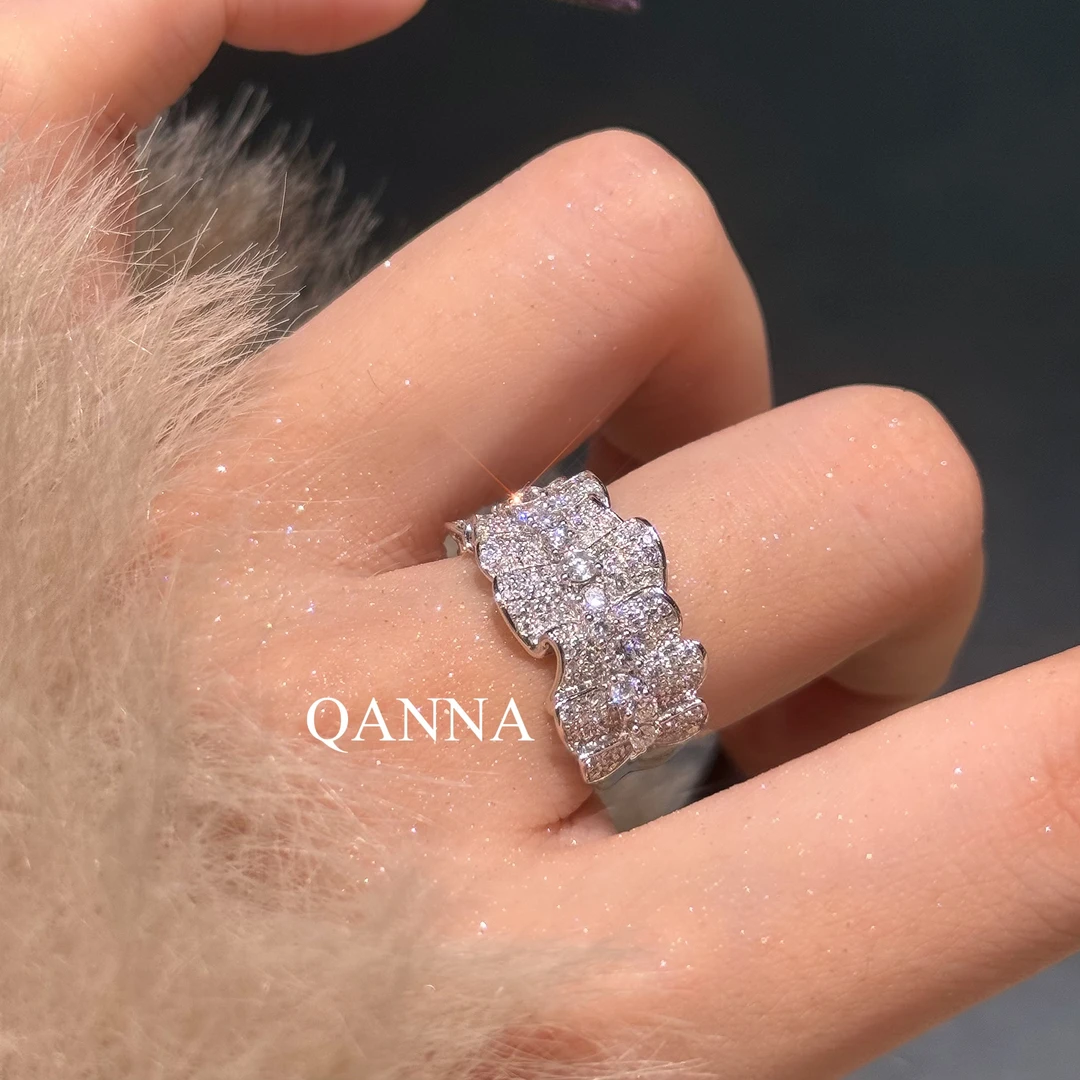 QANNA【褶皱裙边】【设计款 绸带裙摆】中古轻奢时尚裙子钻石戒指AY
