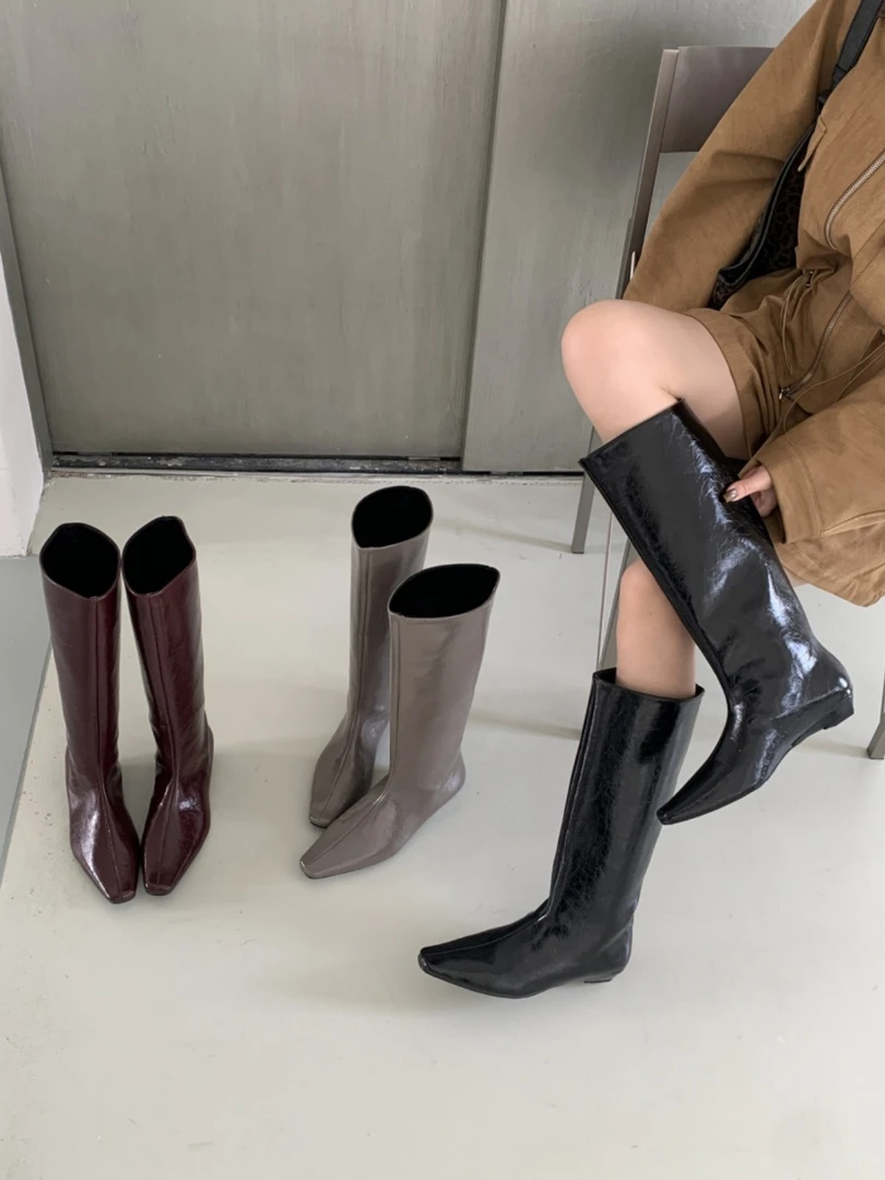 【京京专属】G5时尚平跟直筒长靴女秋冬款通勤时尚外穿直筒套筒长靴