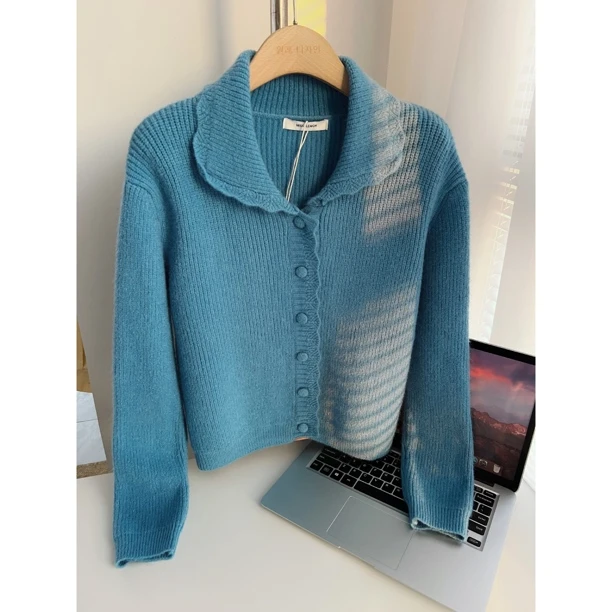 CSF-9782【花花私服❌退❌换】韩版简约单排扣休闲百搭开衫毛衣