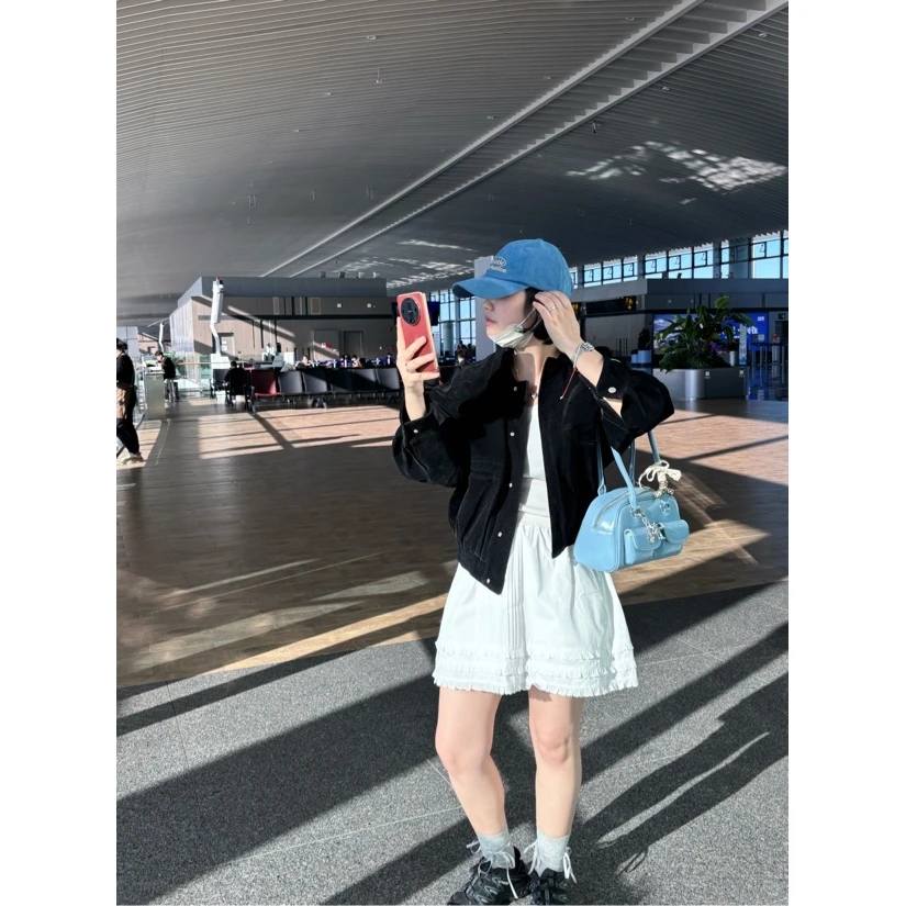 Tothend—“江南欧尼”四季重工打褶花边松紧腰抽绳半身裙