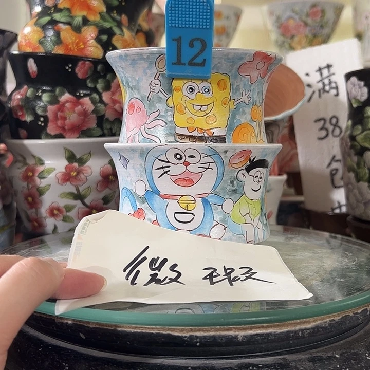 景德镇手绘花盆满38包邮偏远地区除外