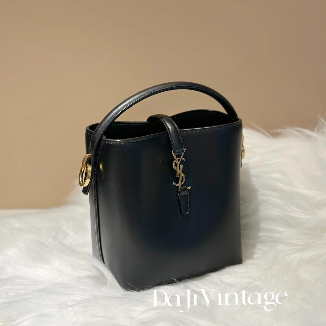 大吉中古/ysl 黑金mini水桶斜挎包