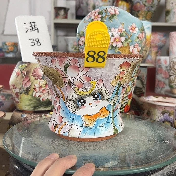 满38包邮 景德镇幸运花盆