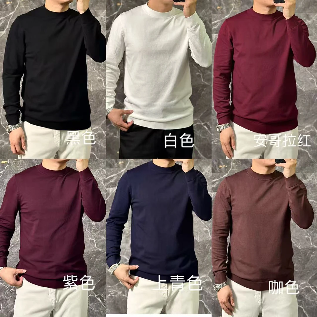 【XQ】666男士休闲半高领多色秋冬白色打底衫长袖内搭