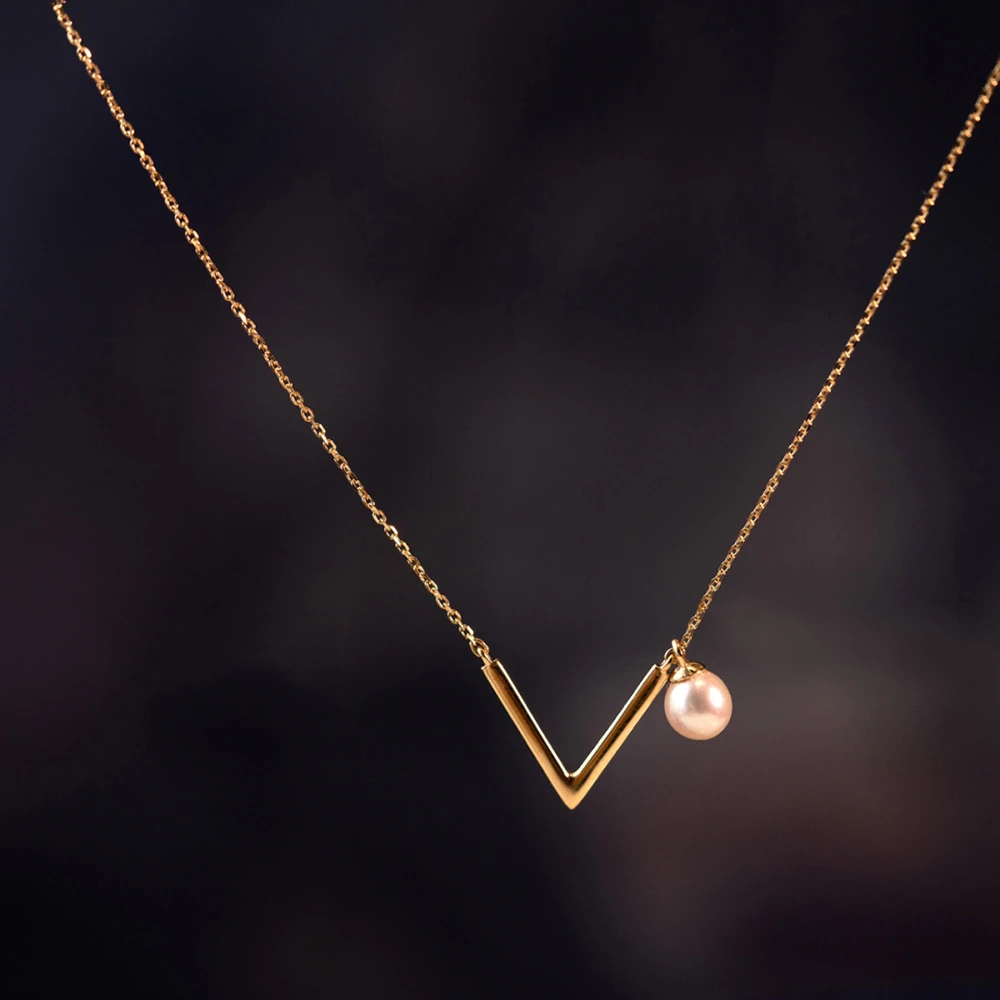 铜合金项链 MXL013 V形仿珍珠项链