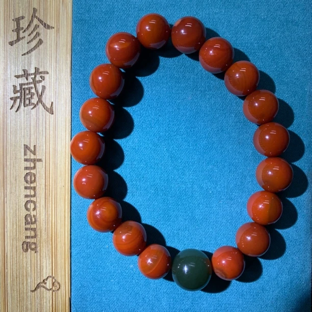 南红手串柿子红百搭大气手链潮流