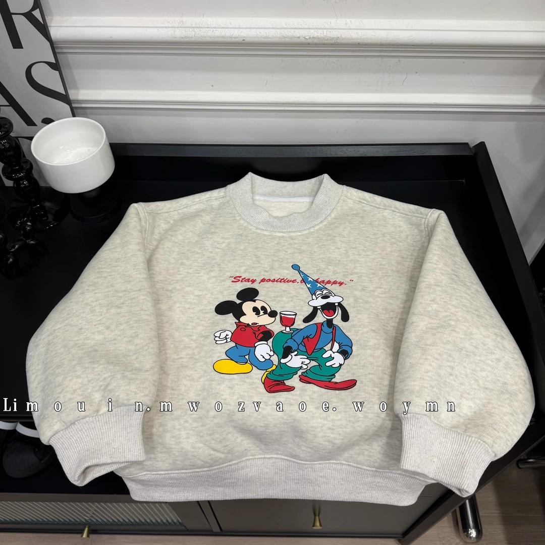 新款冬季儿童加绒羊驼绒圆领卫衣保暖时尚百搭卫衣