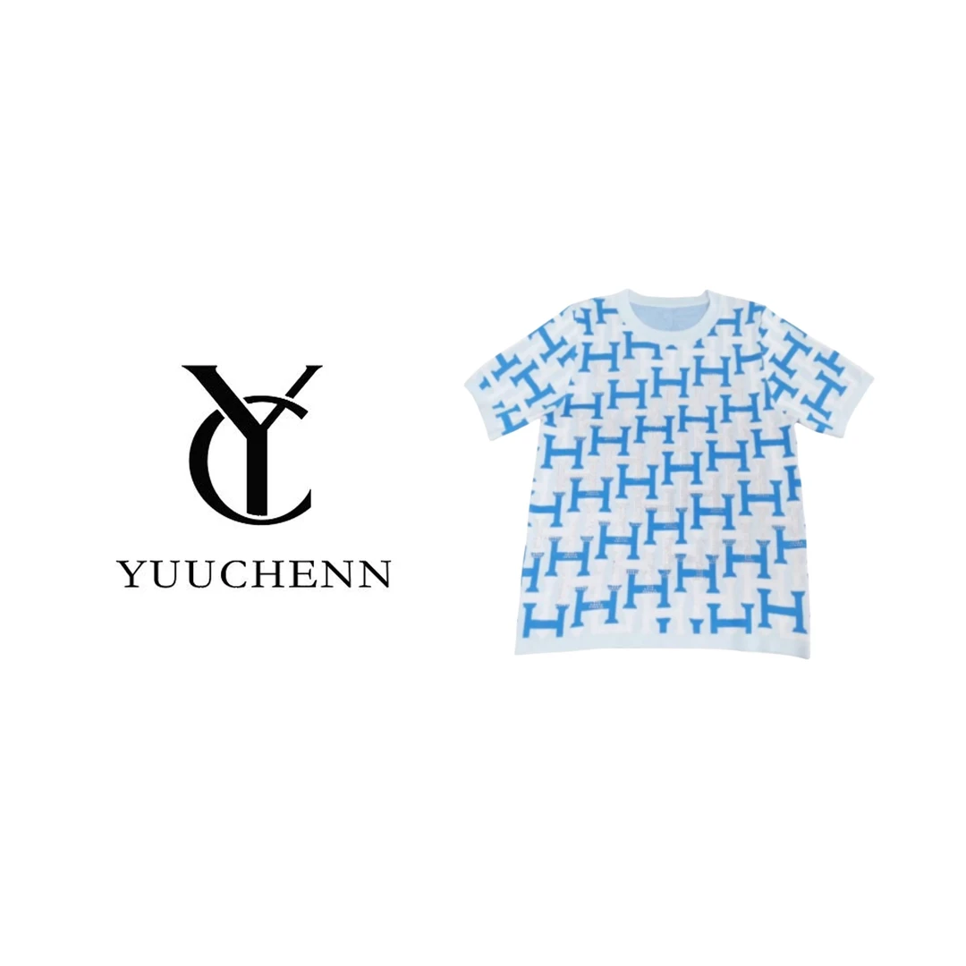 【YUUCHENN】纯色小马刺绣针织通勤短袖刺绣圆领针织衫女X214