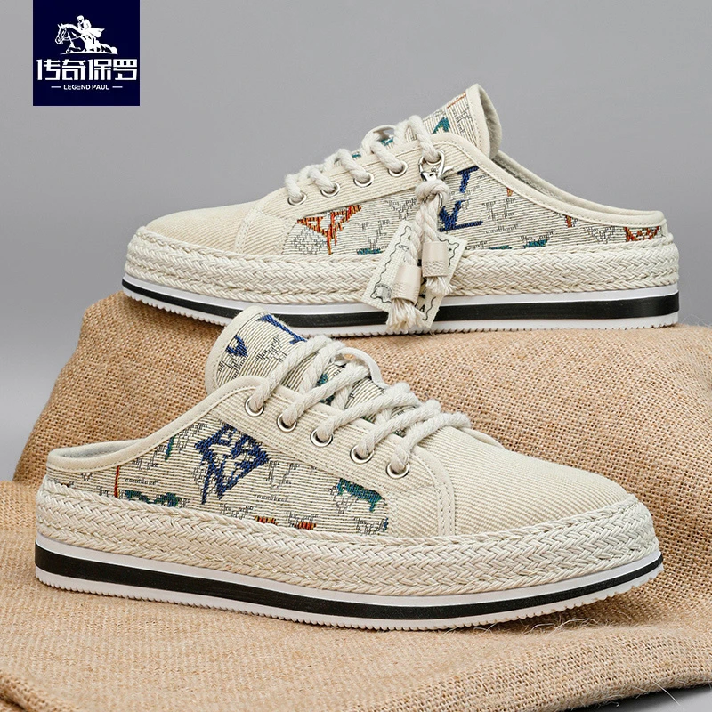 传奇保罗男鞋冬季新款透气防臭痞帅休闲外穿百搭包头男款帆布鞋