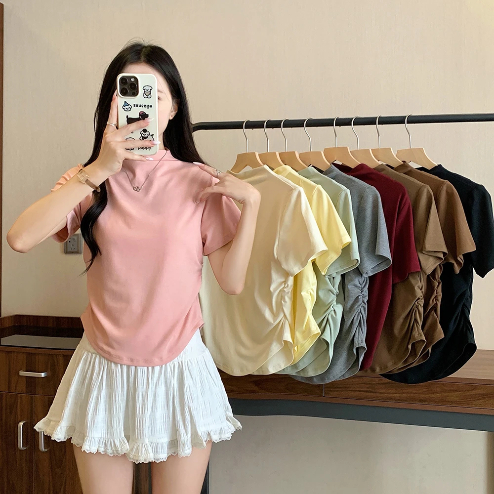 大码女装2025早春装半高领新内搭抽绳上衣打底衫2165