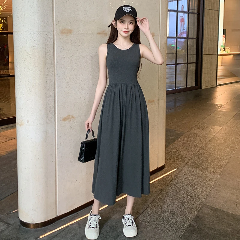 轻奢气场强大女装2025夏季新款收腰显瘦打底无袖背心裙内搭吊带裙