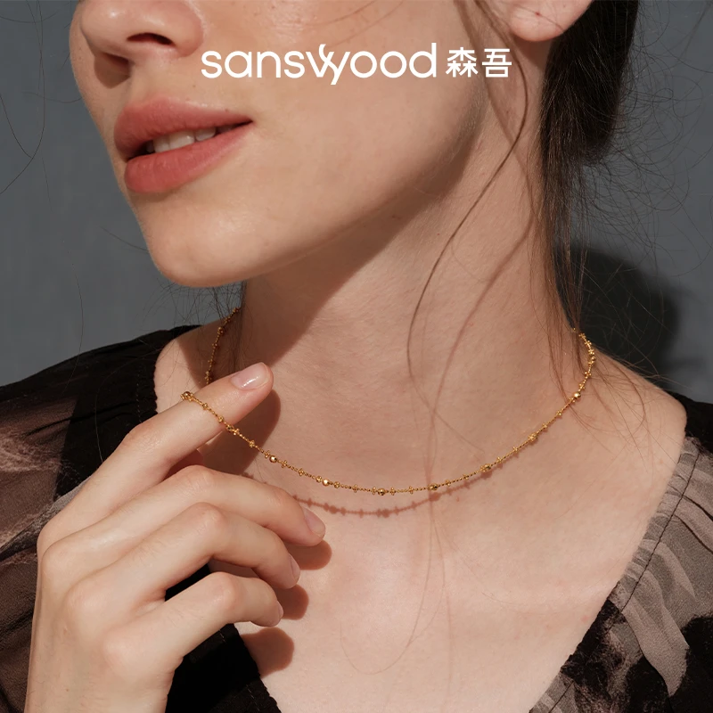 坠链均925银莫桑石 sanswood森吾925银仙女链莫桑钻吊坠毛衣链