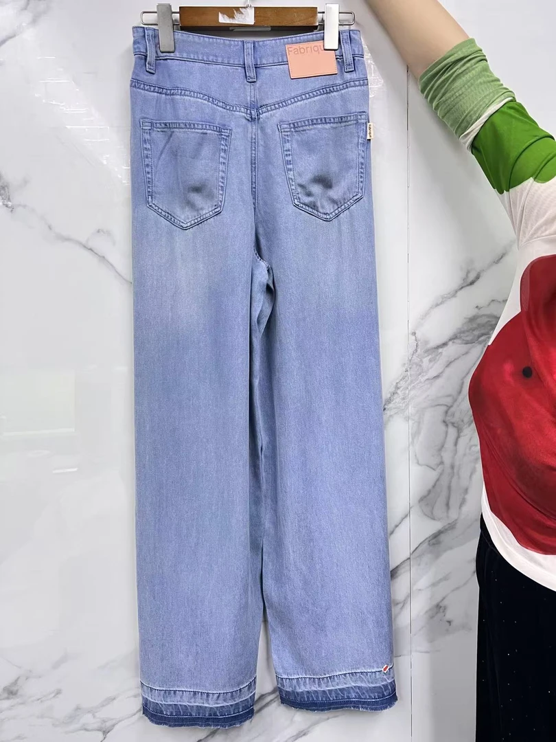 【聚新汇】010水洗牛仔时尚气质百搭套装设计师轻奢牛仔裤