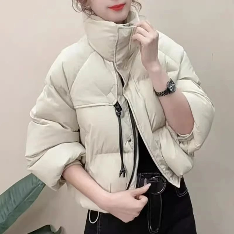 羽绒服外套女2025冬季新款韩版时尚小个子休闲百搭抽绳面包服上衣