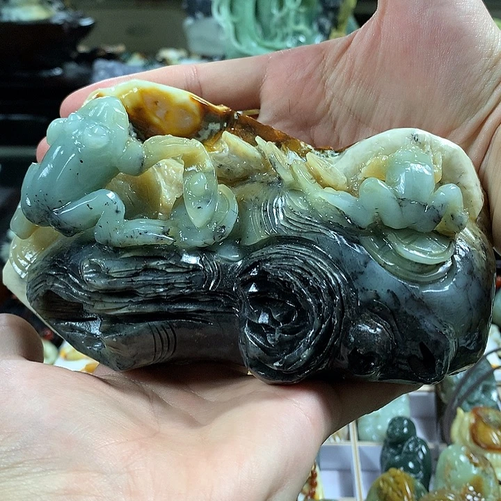 岫玉手把件未镶嵌水*北