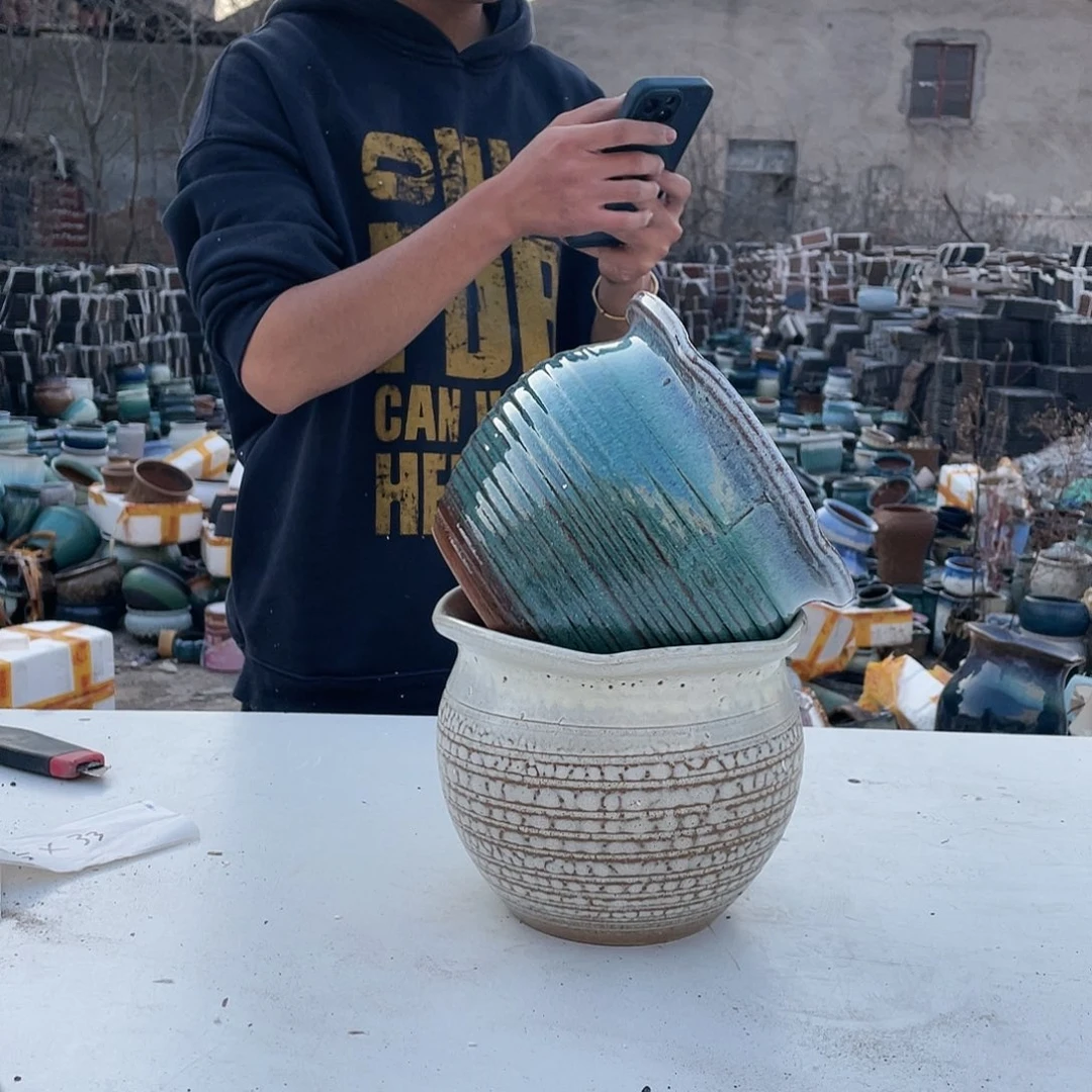 宜兴紫砂粗陶花盆