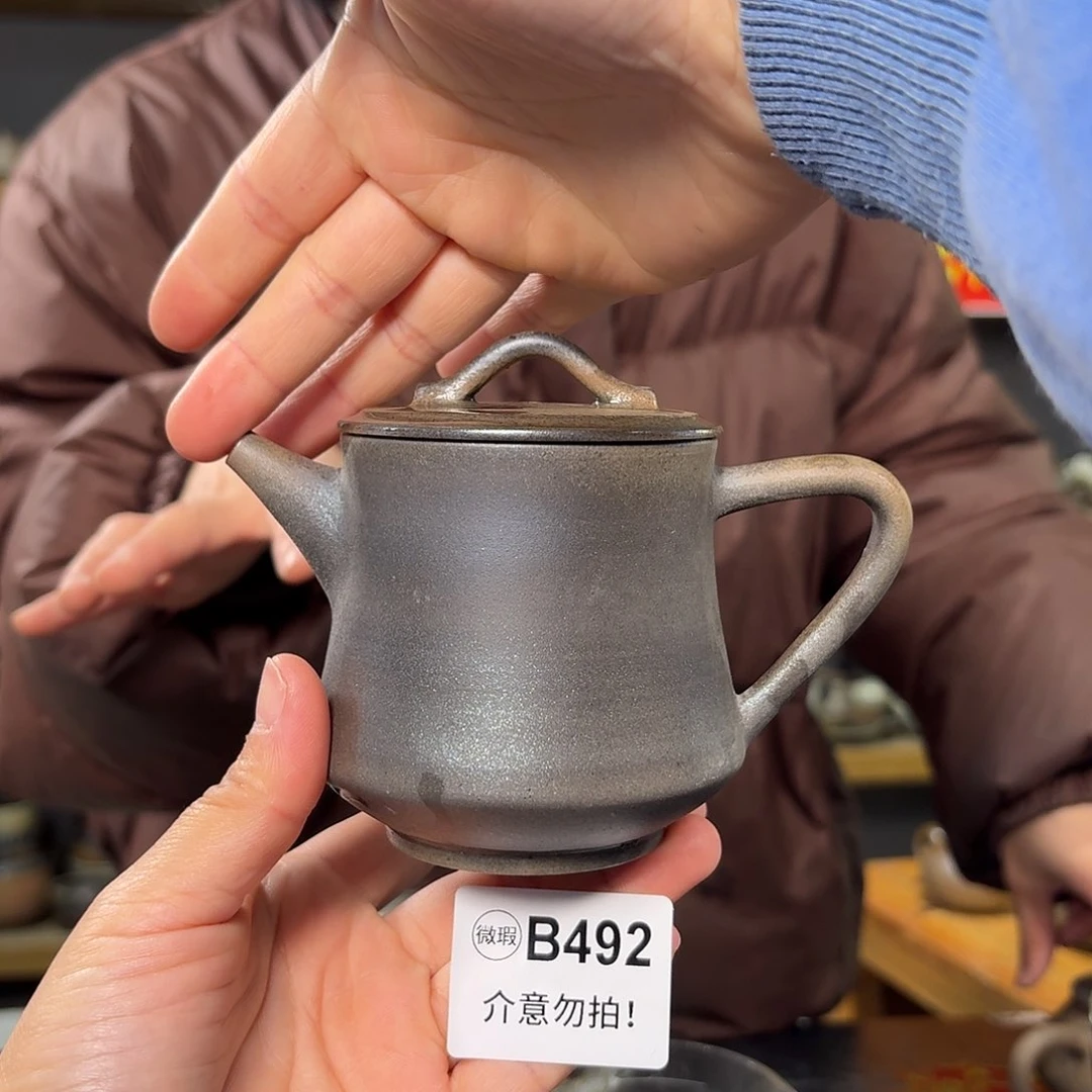 杯坭兴陶纯柴烧原矿泥料纯手工壶