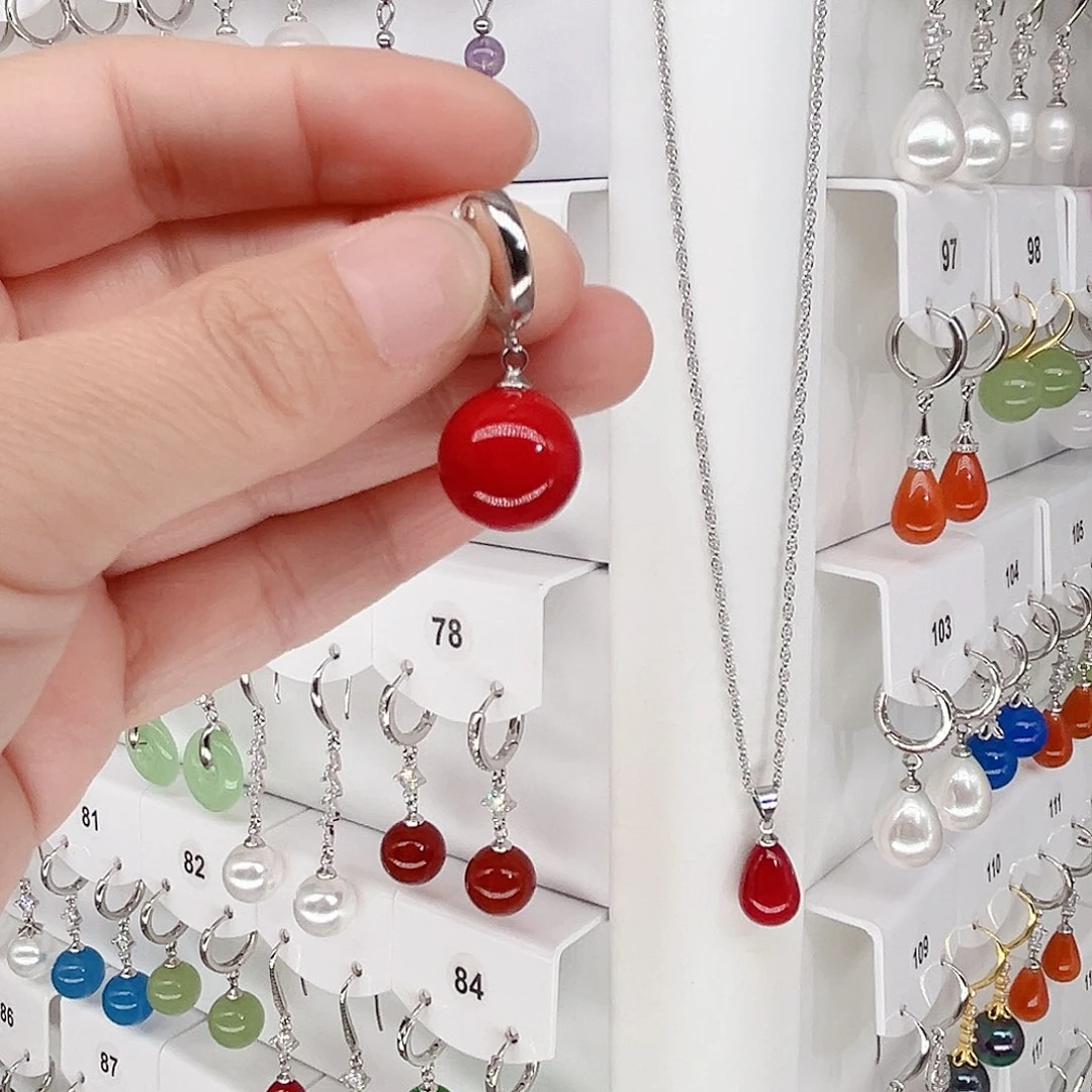 足银镶嵌耳坠淡水珍珠岚*