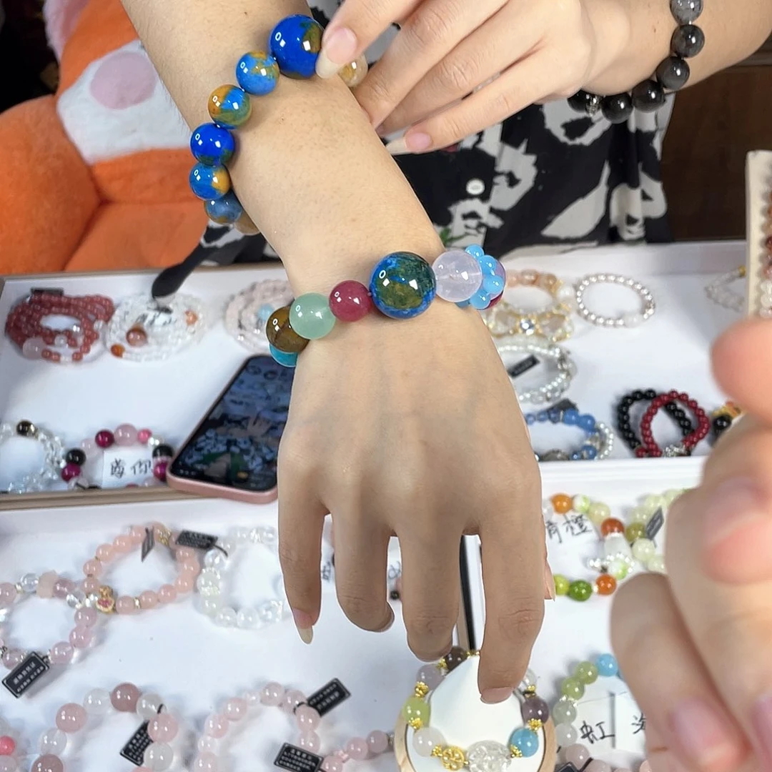 水晶手链银S925镀金镶嵌