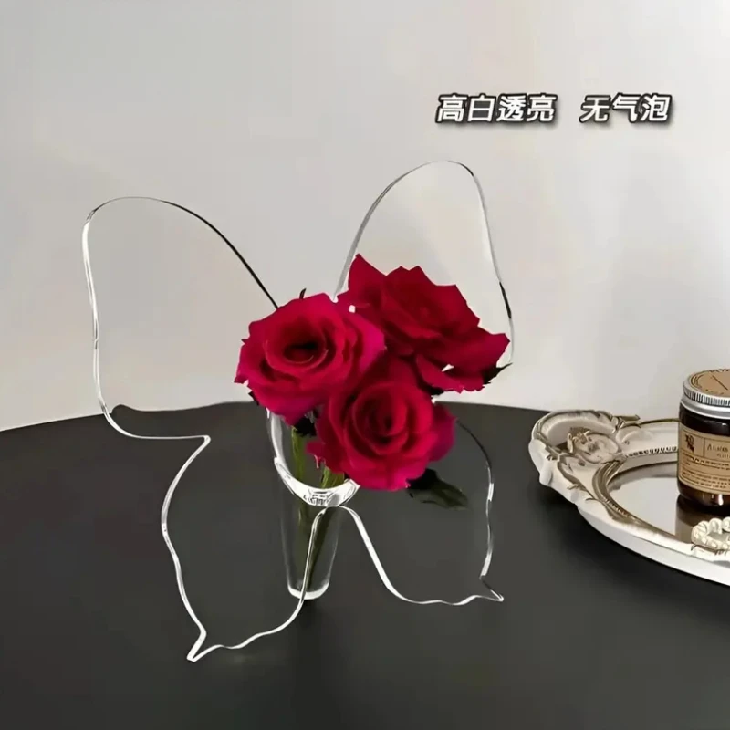【高级精致】蝴蝶花瓶亚克力装饰摆件房间装饰客厅玄关摆件