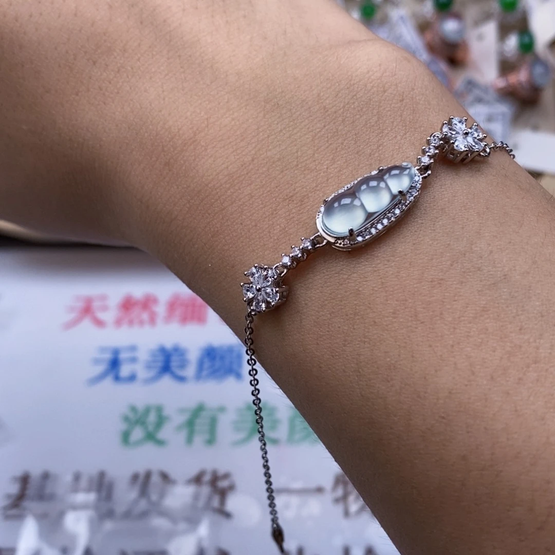 翡翠戒指银S925镶嵌天然缅甸翡翠a货