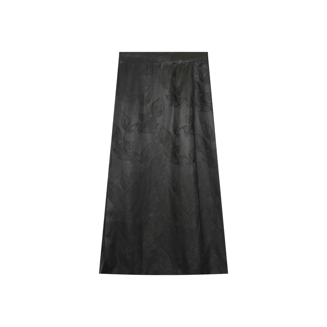 【蛇年迎春】100桑蚕丝缎面提花香云纱半身裙23177