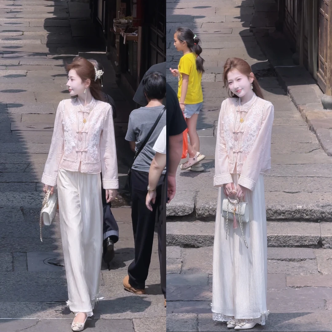 【婷婷】《嫣然桃花》刺绣国风马甲衬衫 TT2SQTH2270