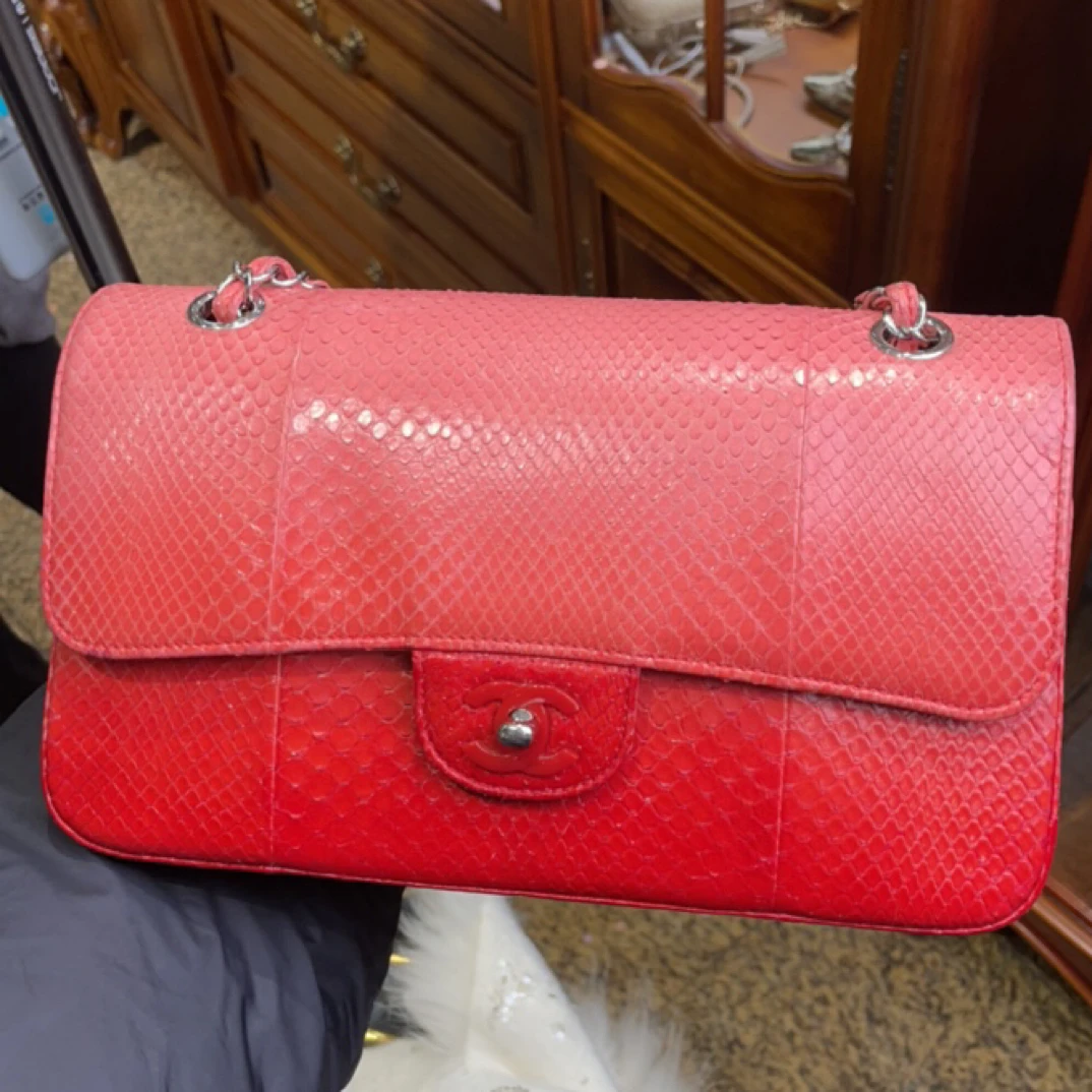 95新 Chanel/香奈儿 夏七中古/渐变红蛇皮cf