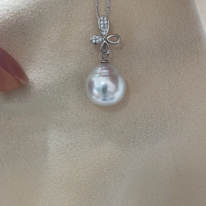 吊坠(不含链)银S925镶嵌海水珍珠12-13mm 18号