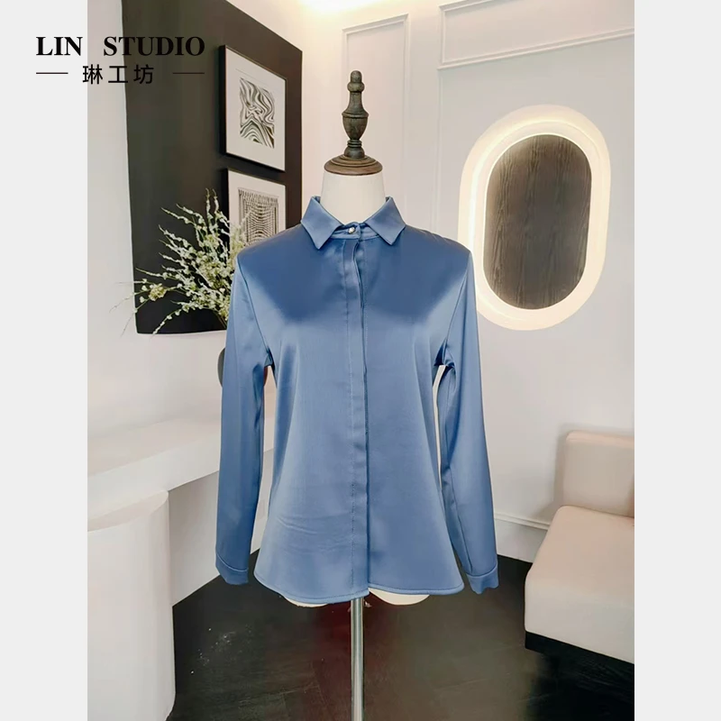 【特殊活动款 不支持退换】琳工坊蓝色里衬带绒衬衣