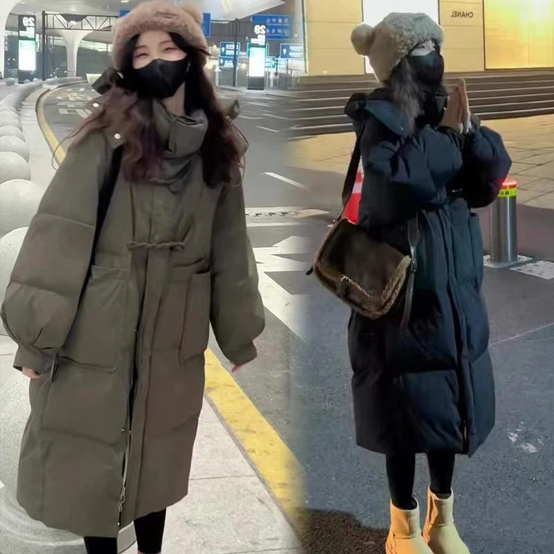 大码孕妇棉袄冬装长款羽绒棉服加厚保暖棉衣显瘦连帽外套女200斤