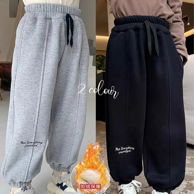 S31女童加绒裤子2023秋冬装新款童装加厚束脚裤