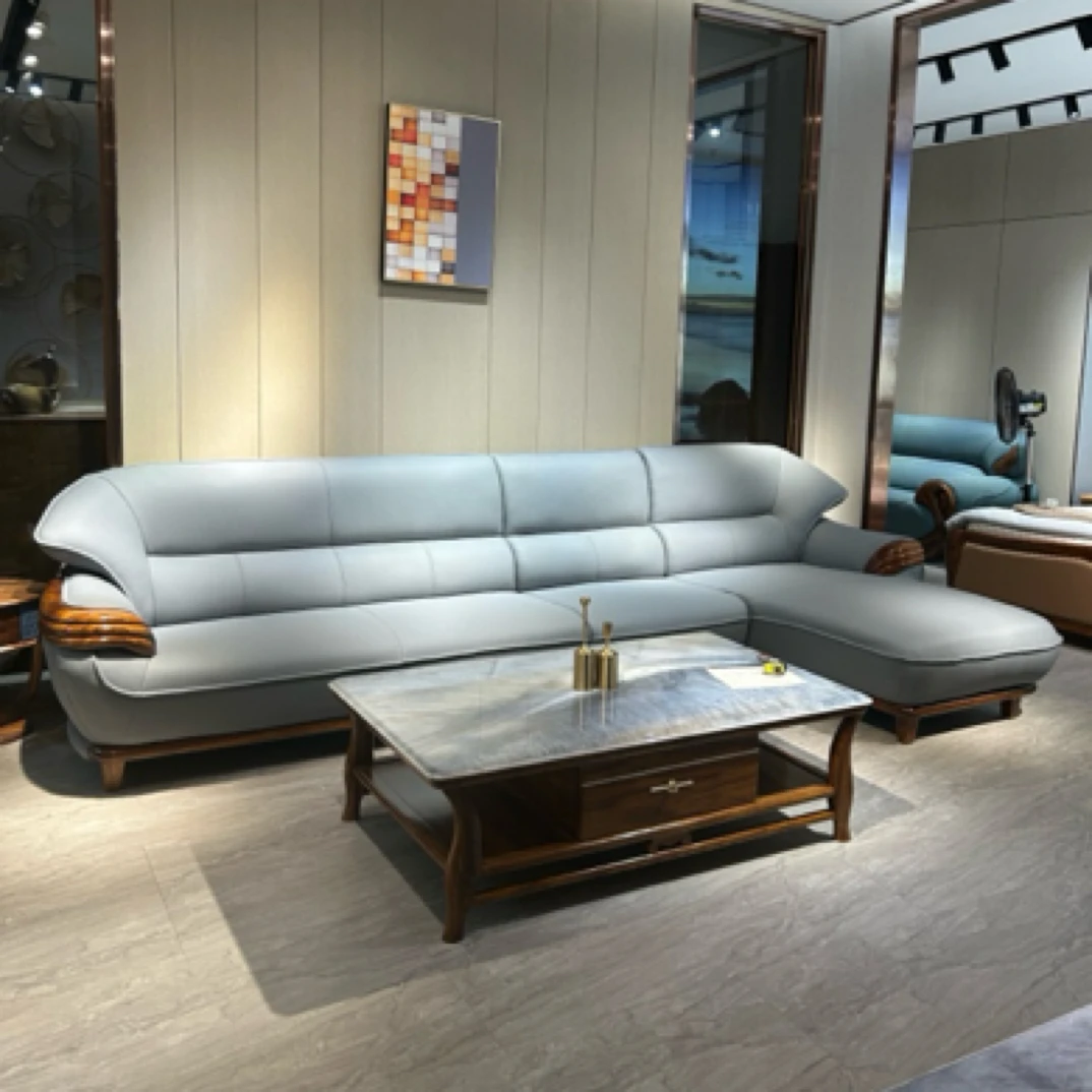2025新款现代简约乌金木真皮头等舱转角沙发时尚小户型客厅沙发