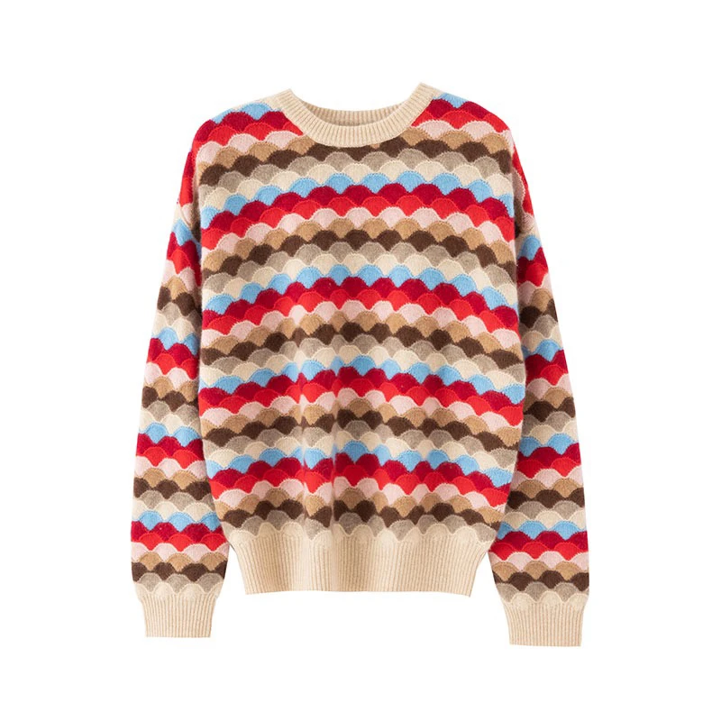 锦鲤款羊绒衫zz 836 潮牌时尚圆领撞色