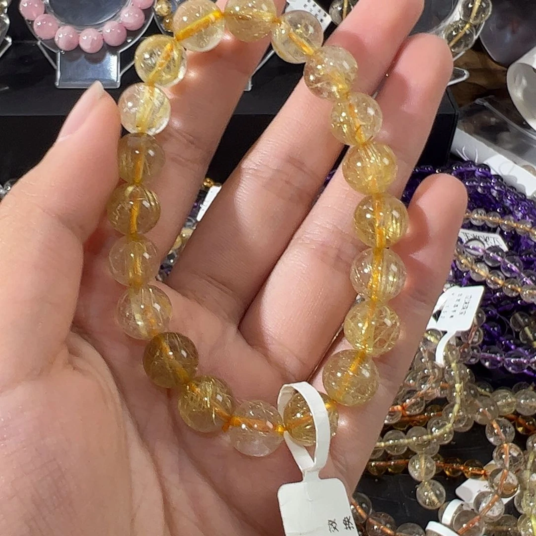 水晶手串未镶嵌天然金发晶
