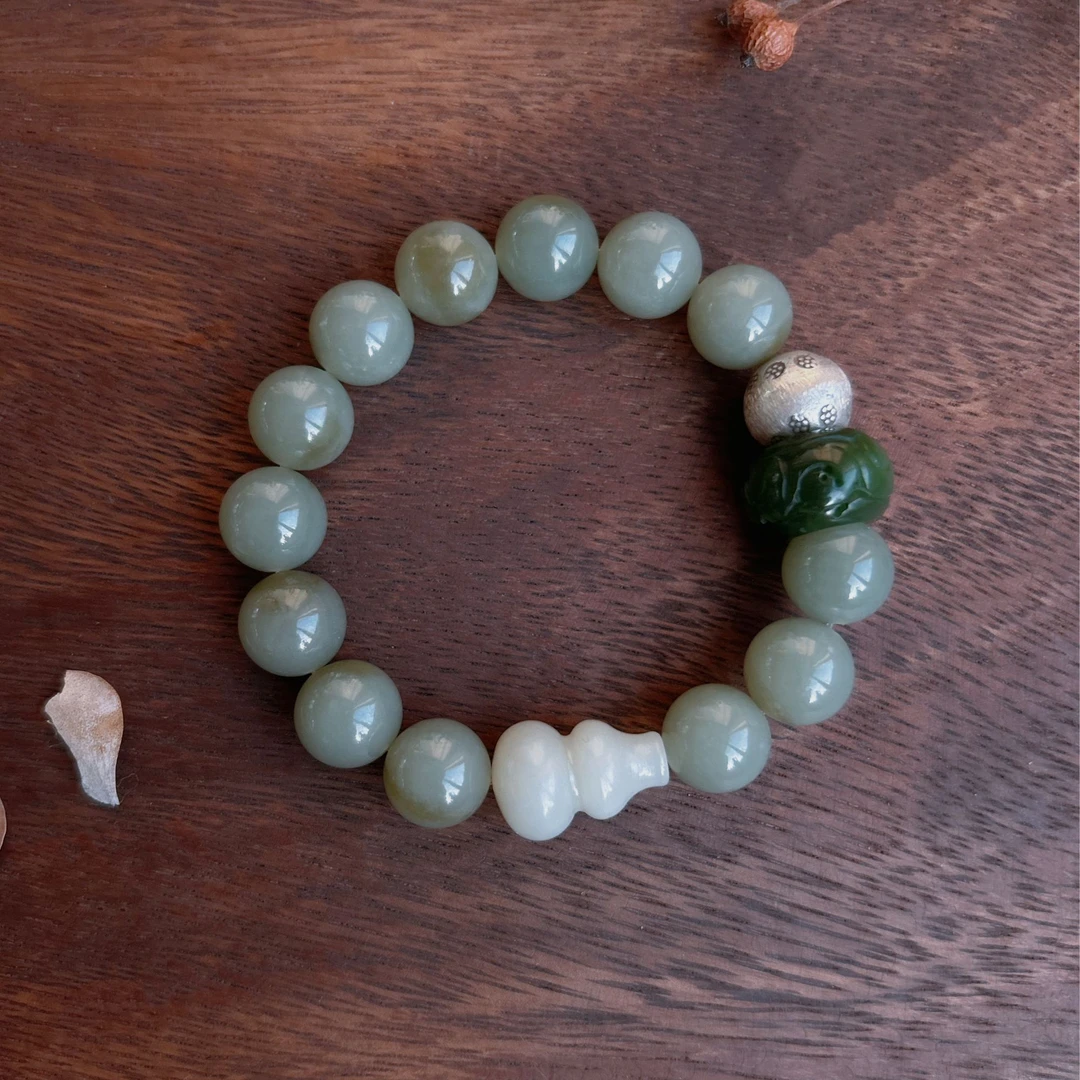 【枕风眠】12mm且末蓝奶糖和田玉手串 925银 多样性发一件