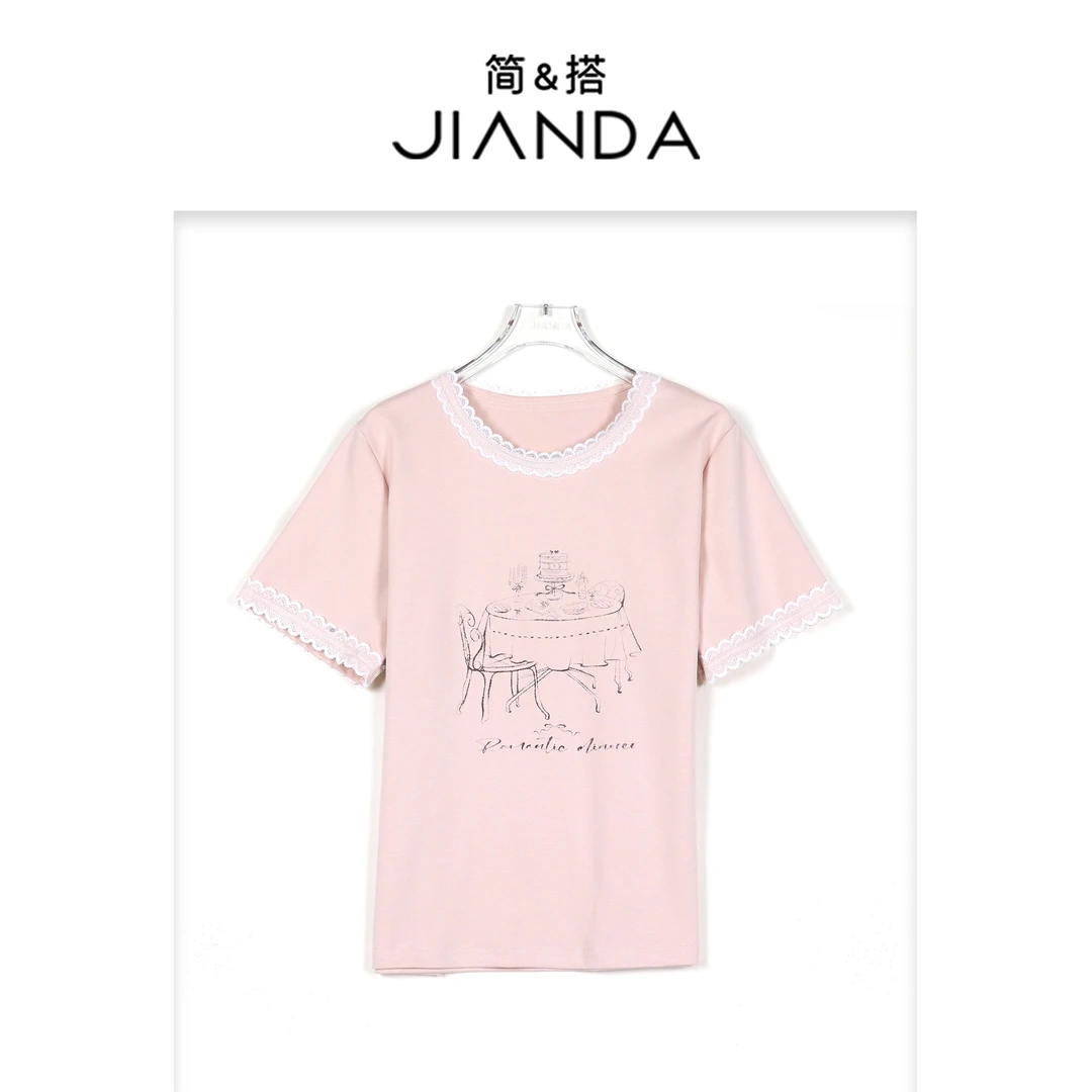 【千屿Sheila】“奶皮蕾丝”蝴蝶结T恤252-TX/0219-1101922