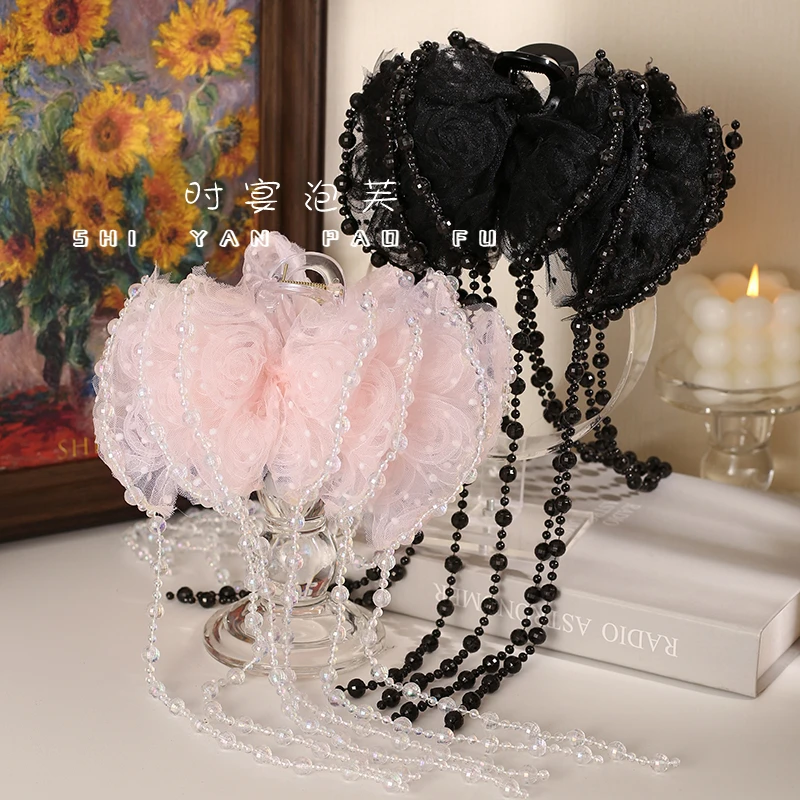 绮梦蕾丝小香风流苏抓夹百搭发夹显发量鲨鱼夹优雅超仙高级感发饰