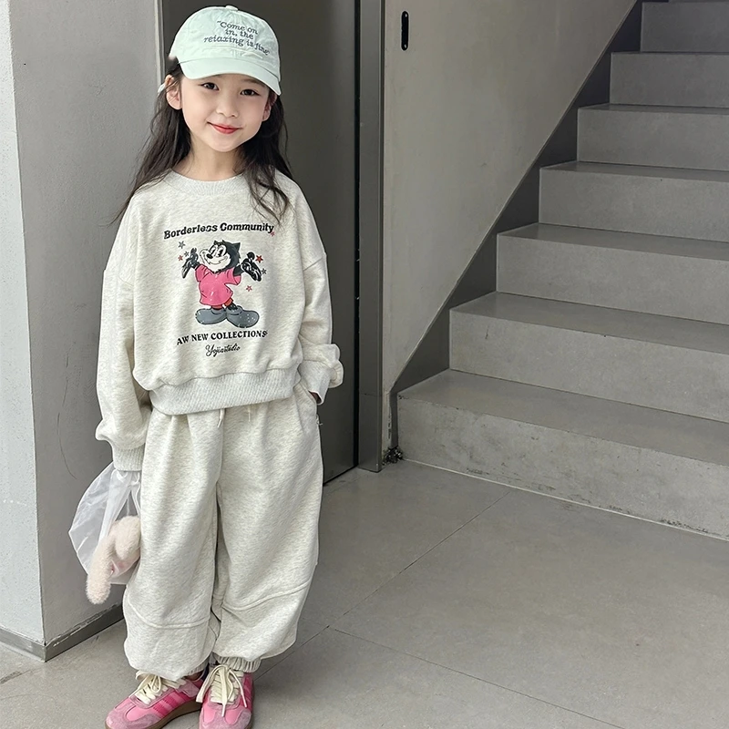 女童春装2025新款洋气时尚春秋运动套装儿童中大童宽松休闲两件套