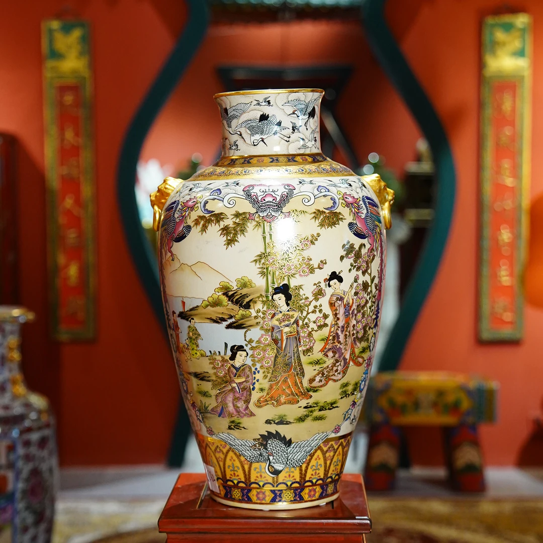 【本尼家】RC62瓷器陶瓷艺术装饰五彩描金花瓶插花装饰桌面摆件